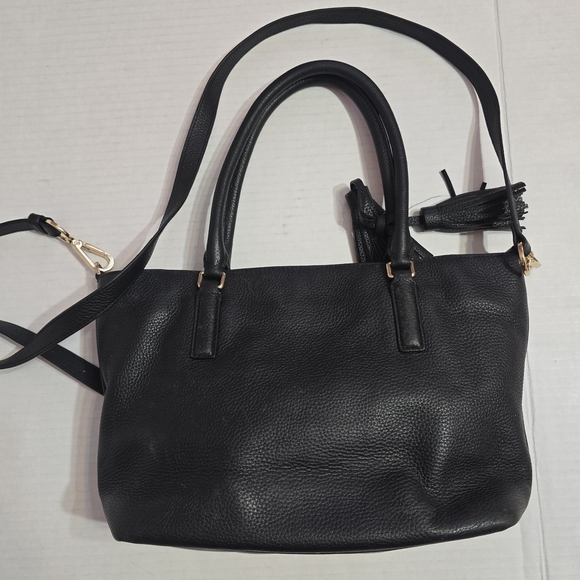 Tory Burch Thea Black Pebbled Leather Tote with Tassels - Picture 8 of 13